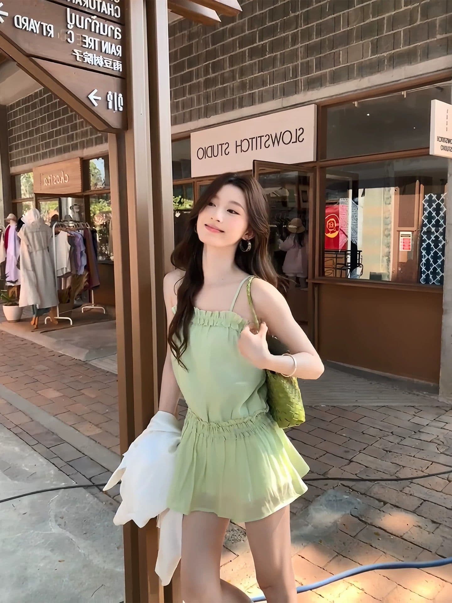 순수한 욕망 바람 품격 부드러운 3 차원 펌프 Pleat 프릴 슬립 여성 드레스 여름 새로운 몸매 가꾸기 도루 센스 미니 스커트 상세 이미지 2