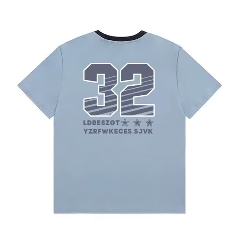 순면 리브 210 그램 반팔 티셔츠 여성 여름 2026 새로운 트렌디 프린트 쇼트 스타일 긍정적 인 어깨 배색 칼라 맨위 이미지 5
