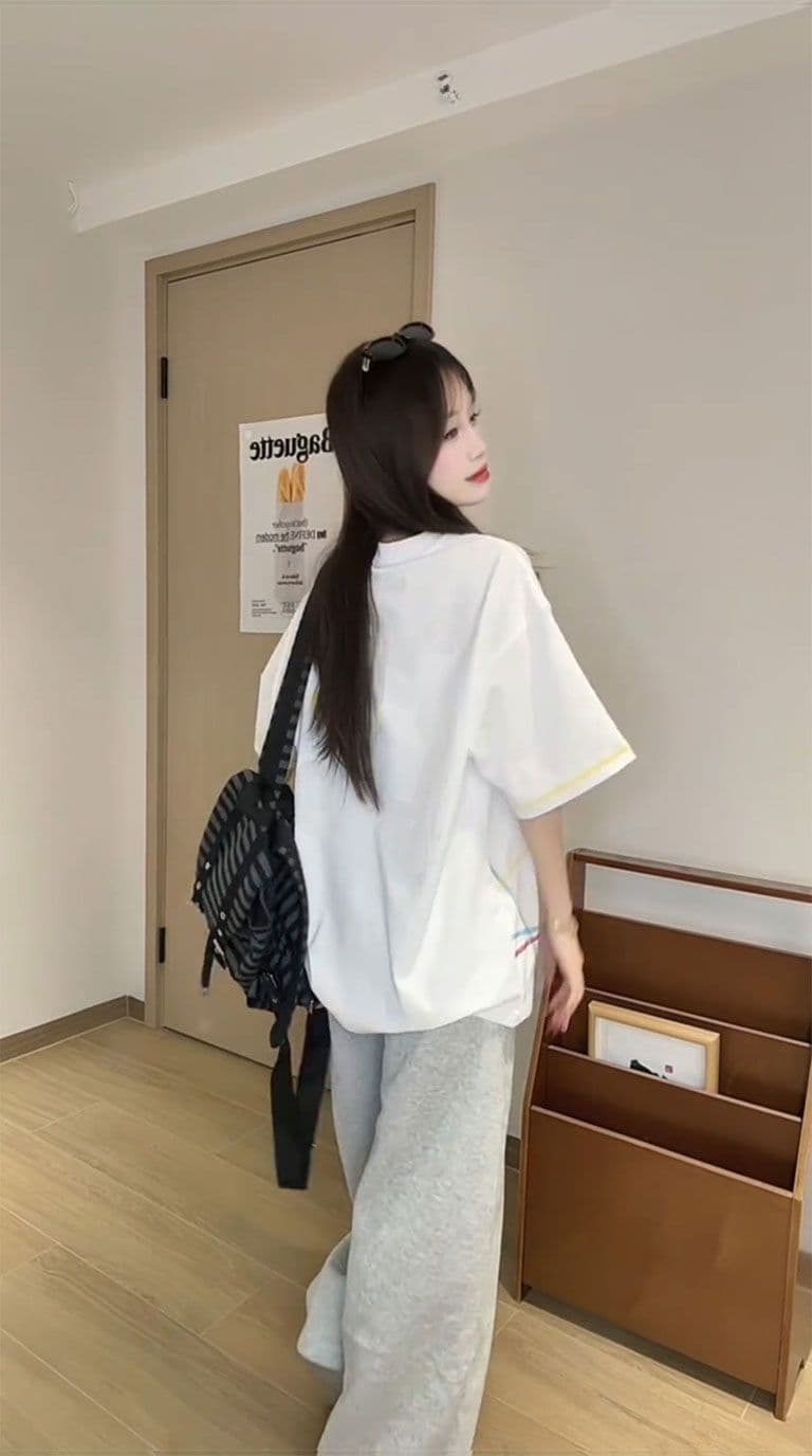 빛 에디션 10개 올린 사람 : 가져 가라. 조수 브랜드 반팔 티셔츠 남녀 커플룩 여름 얇은 스타일 새로운 루즈핏 라운드 넥 맨위 이미지 2