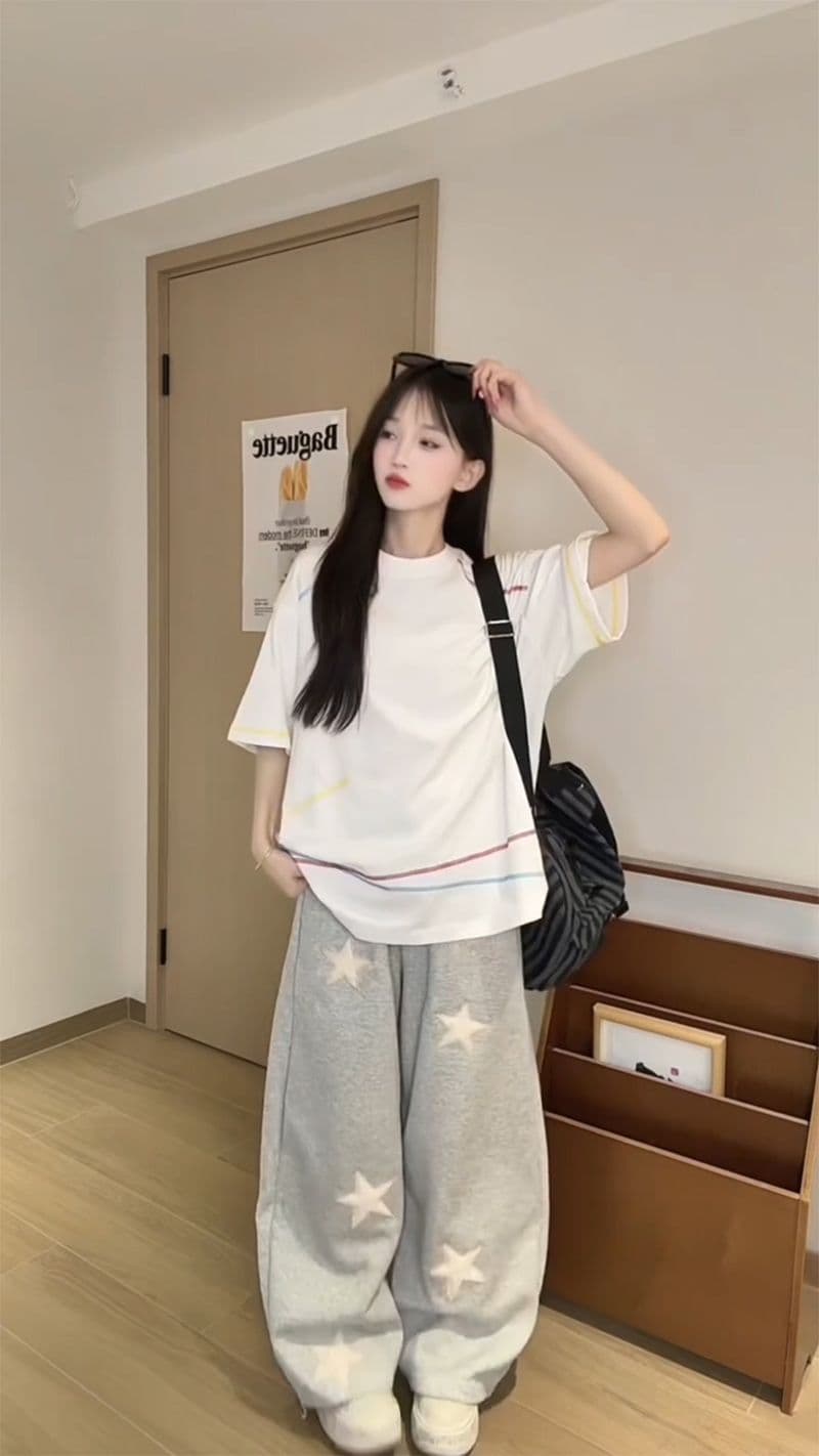 빛 에디션 10개 올린 사람 : 가져 가라. 조수 브랜드 반팔 티셔츠 남녀 커플룩 여름 얇은 스타일 새로운 루즈핏 라운드 넥 맨위 상세 이미지 6