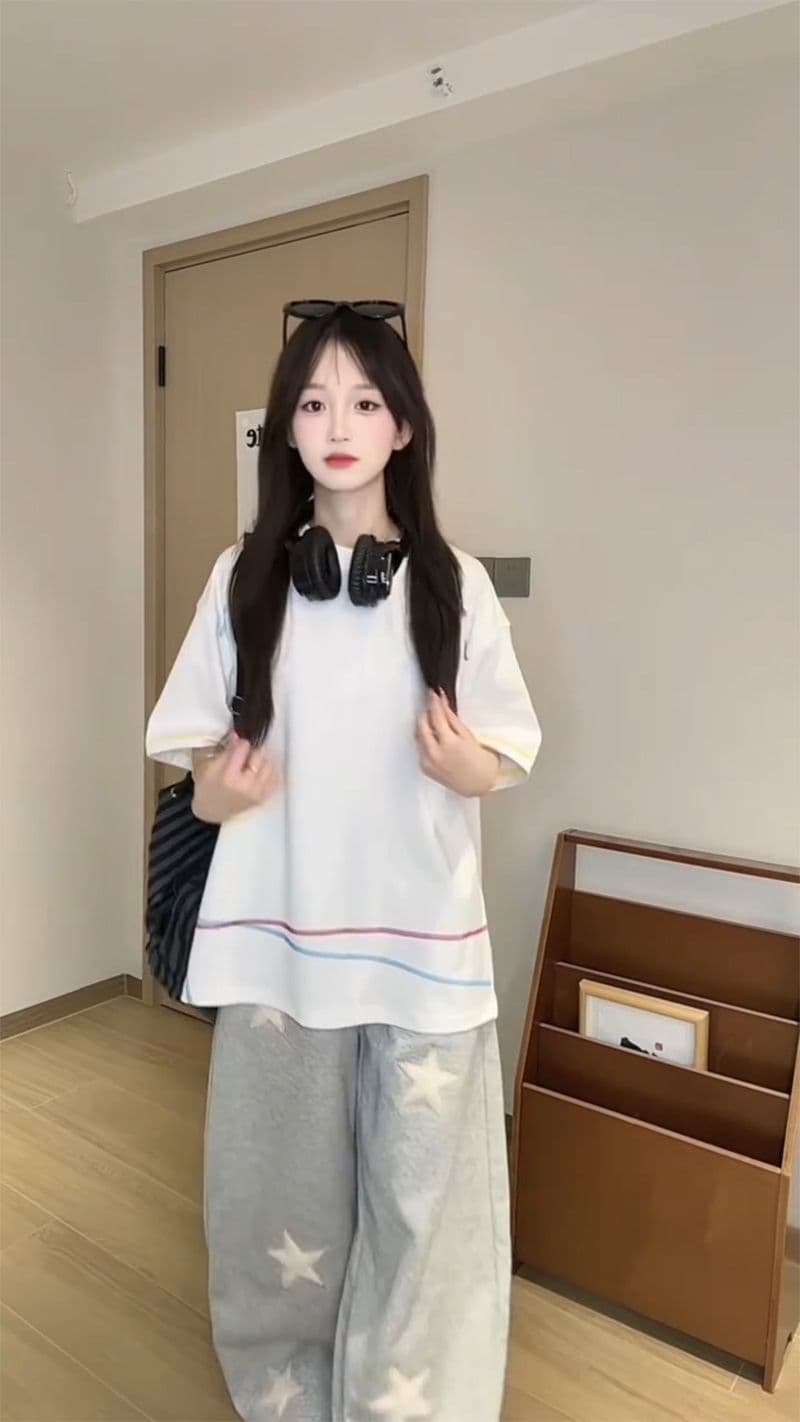 빛 에디션 10개 올린 사람 : 가져 가라. 조수 브랜드 반팔 티셔츠 남녀 커플룩 여름 얇은 스타일 새로운 루즈핏 라운드 넥 맨위 상세 이미지 7