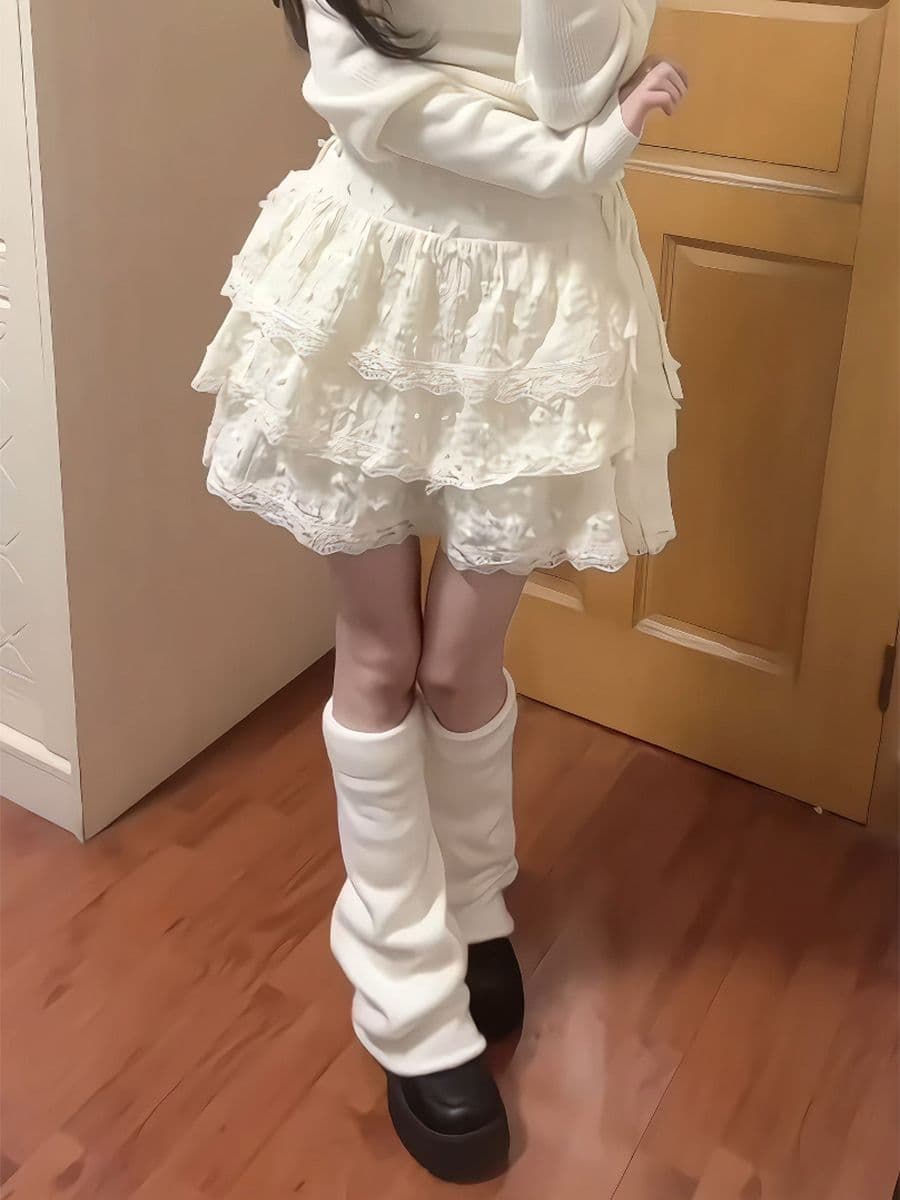 원본 것 다량 가격 훌륭함 달콤함 반신 스커트 여성 작은 키 레이스 측면 케이크 드레스 퍼프 미니 스커트 상세 이미지 7