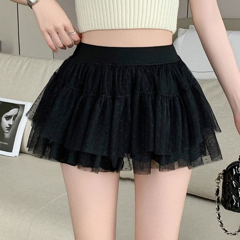 발레 바람 달콤함 망사 퍼프 케이크 미니 스커트 여성 여름 새로운 노출 방지 미니 스커트 한 마디 반신 스커트 이미지 2