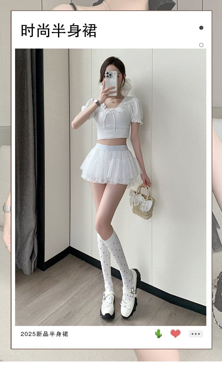 발레 바람 달콤함 망사 퍼프 케이크 미니 스커트 여성 여름 새로운 노출 방지 미니 스커트 한 마디 반신 스커트 상세 이미지 2