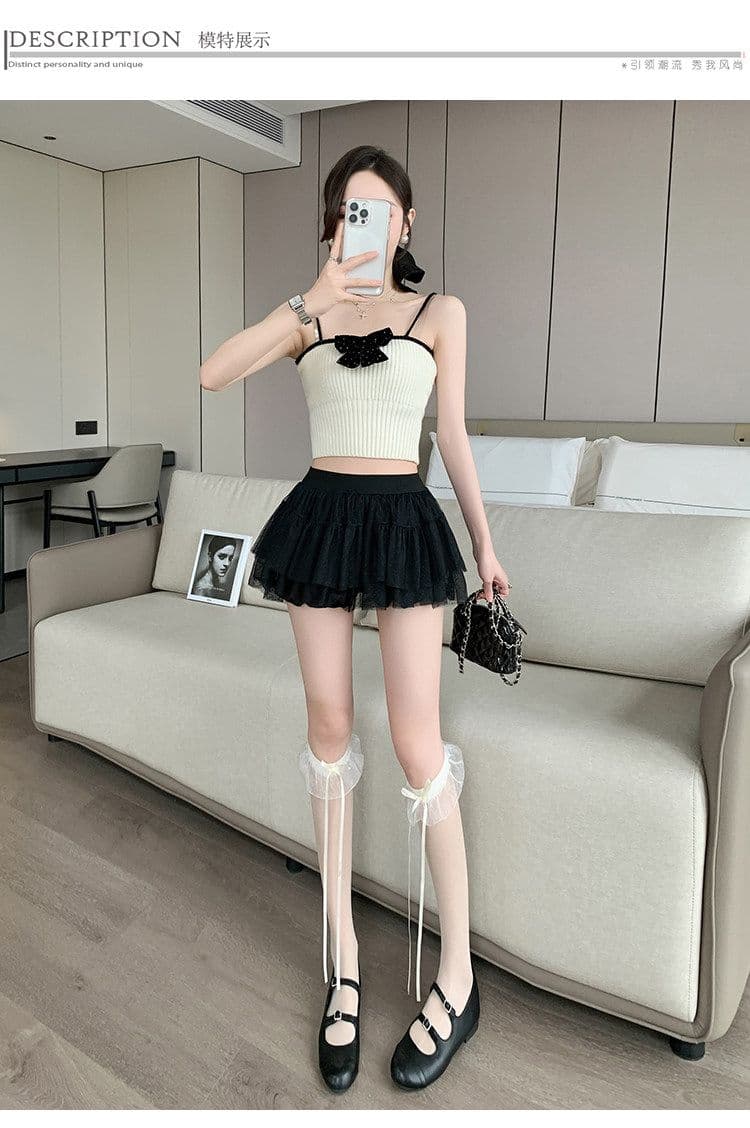 발레 바람 달콤함 망사 퍼프 케이크 미니 스커트 여성 여름 새로운 노출 방지 미니 스커트 한 마디 반신 스커트 상세 이미지 9