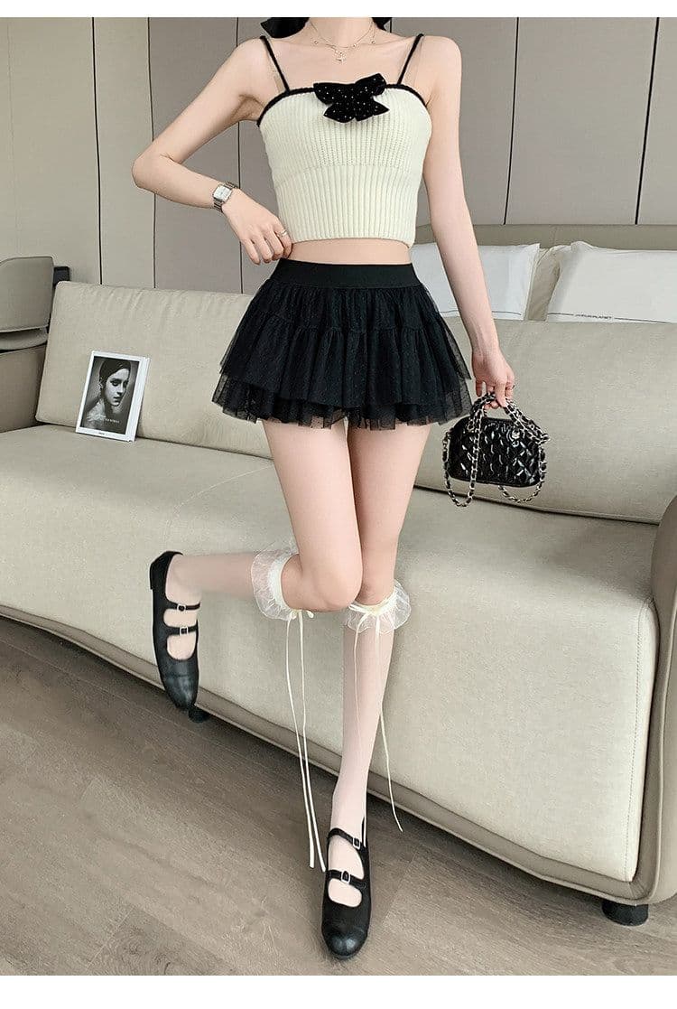 발레 바람 달콤함 망사 퍼프 케이크 미니 스커트 여성 여름 새로운 노출 방지 미니 스커트 한 마디 반신 스커트 상세 이미지 13