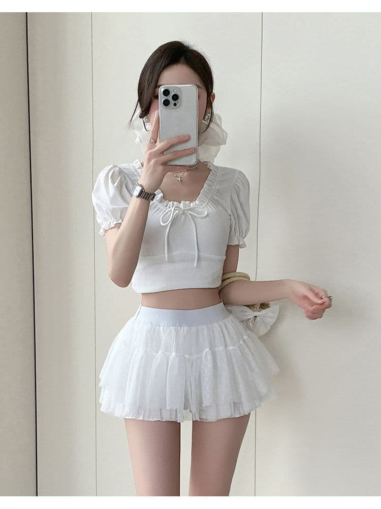 발레 바람 달콤함 망사 퍼프 케이크 미니 스커트 여성 여름 새로운 노출 방지 미니 스커트 한 마디 반신 스커트 상세 이미지 25