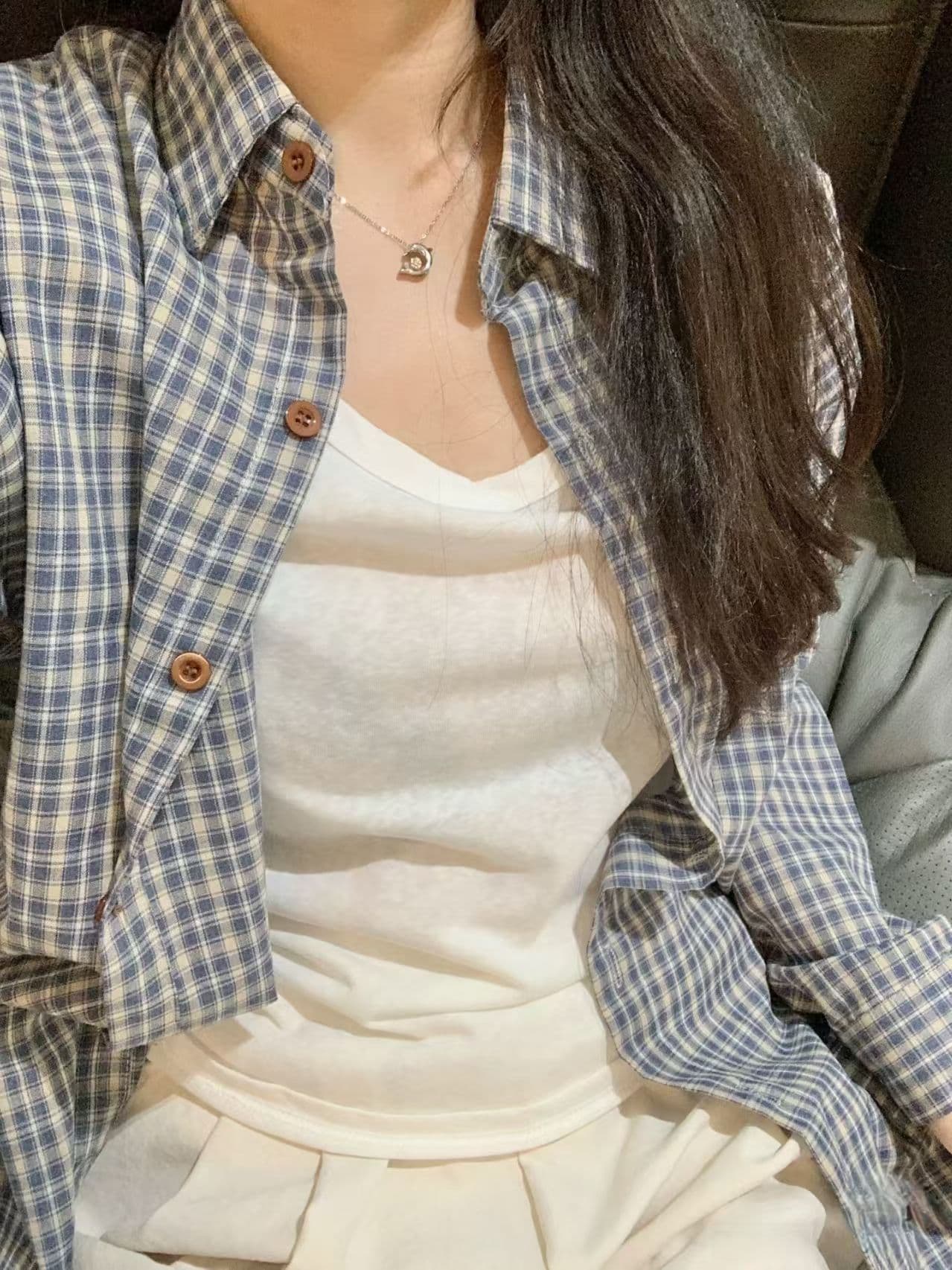 체크무늬 격자 무늬 셔츠 외부 가져 가라. 여성 가을 새로운 작은 대중 한 부서 다용도 루즈핏 느긋한 바람 셔츠 재킷 이미지 4