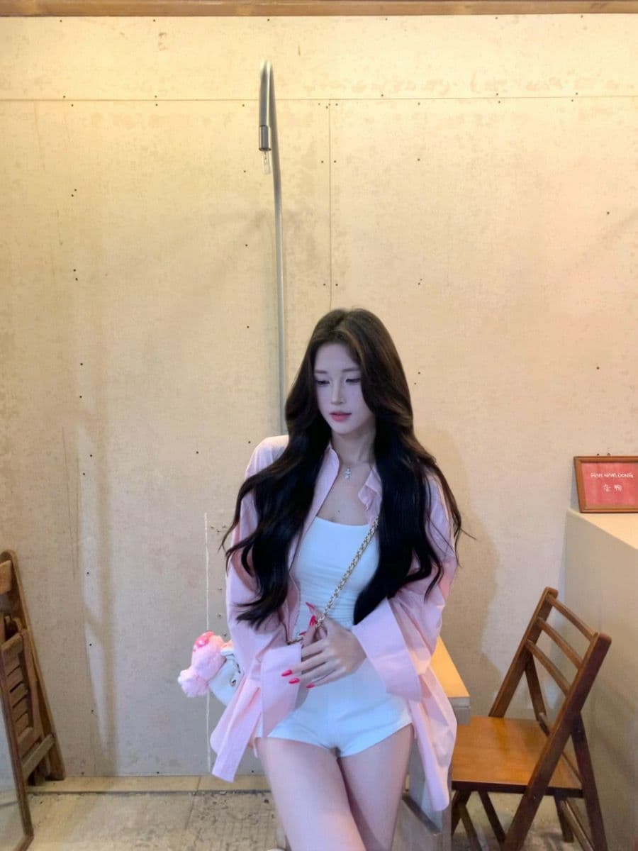 핑크색 긴팔 셔츠 봄 여름 새로운 한 부서 느긋한 루즈핏 디자인 얇은 스타일 셔츠 자외선 차단 재킷 맨위 상세 이미지 3