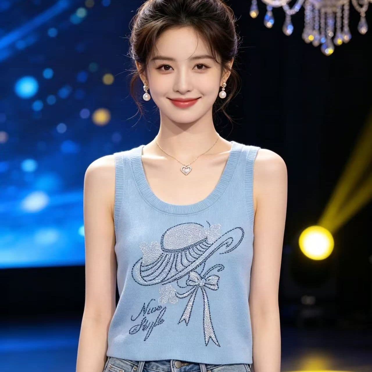 패션 라운드 넥 무거운 작업 모자 핫픽스 다용도 풀오버 조끼 이미지 5