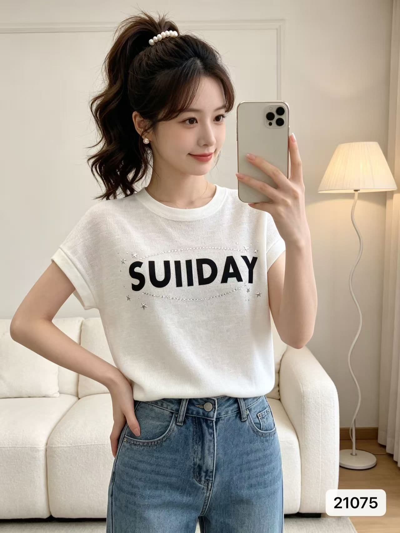 여름 새로운 한국 스타일 대나무 마디 마 패션 라운드 넥 알파벳 프린트 핫픽스 루즈핏 풀오버 반팔 다용도 맨위 상세 이미지 3
