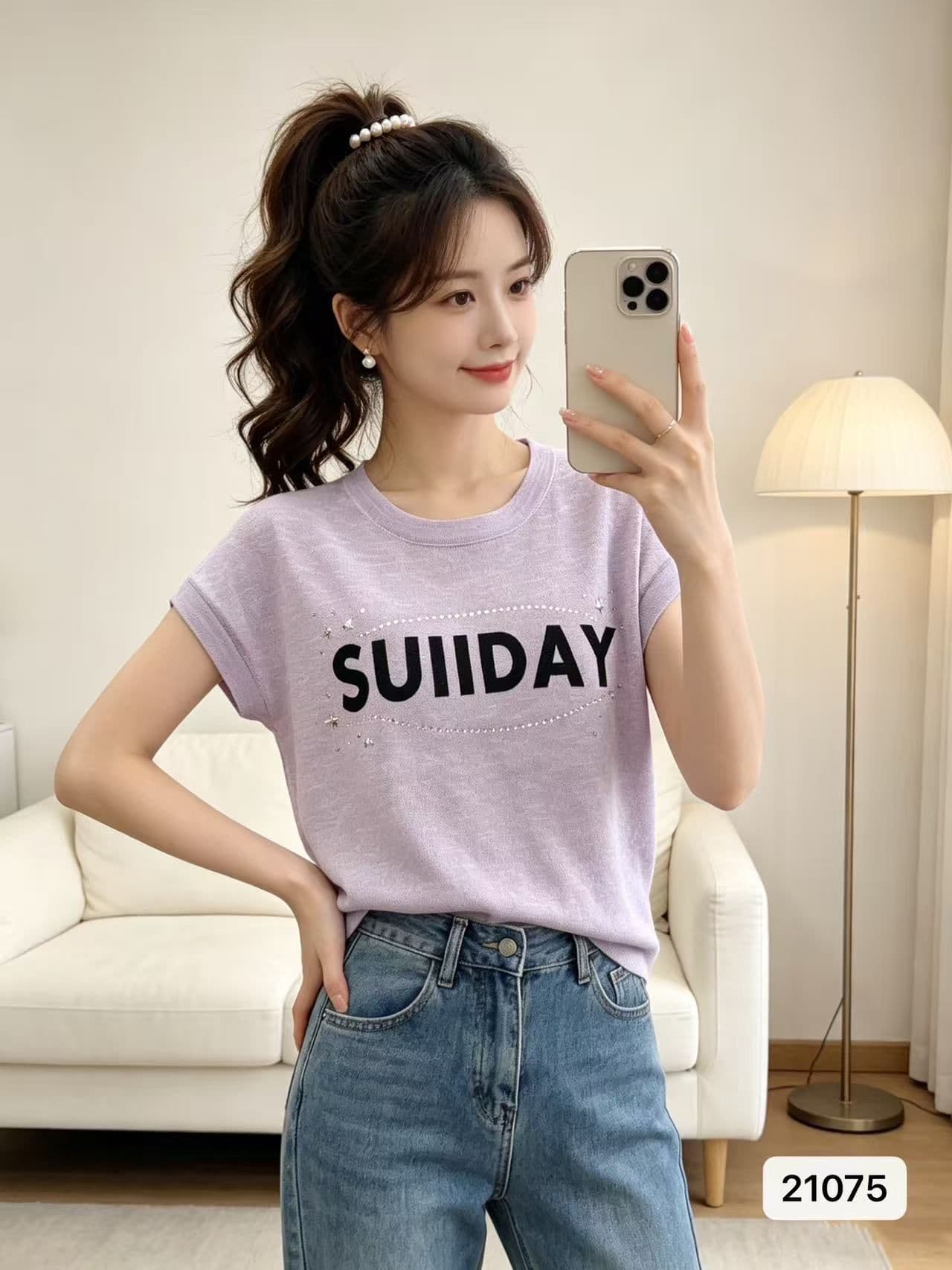 여름 새로운 한국 스타일 대나무 마디 마 패션 라운드 넥 알파벳 프린트 핫픽스 루즈핏 풀오버 반팔 다용도 맨위 상세 이미지 4