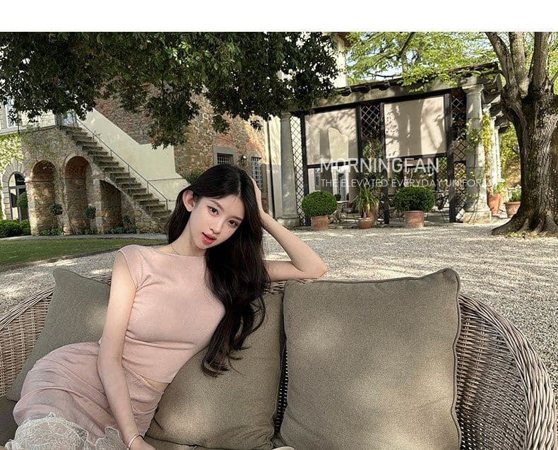 프랑스식 아름다운 작은 날다 소매 니트 티셔츠 여성 여름 순수한 욕망 핫걸 백리스 몸매 가꾸기 쇼트 스타일 품격 슬림해 보이는 맨위 상세 이미지 21