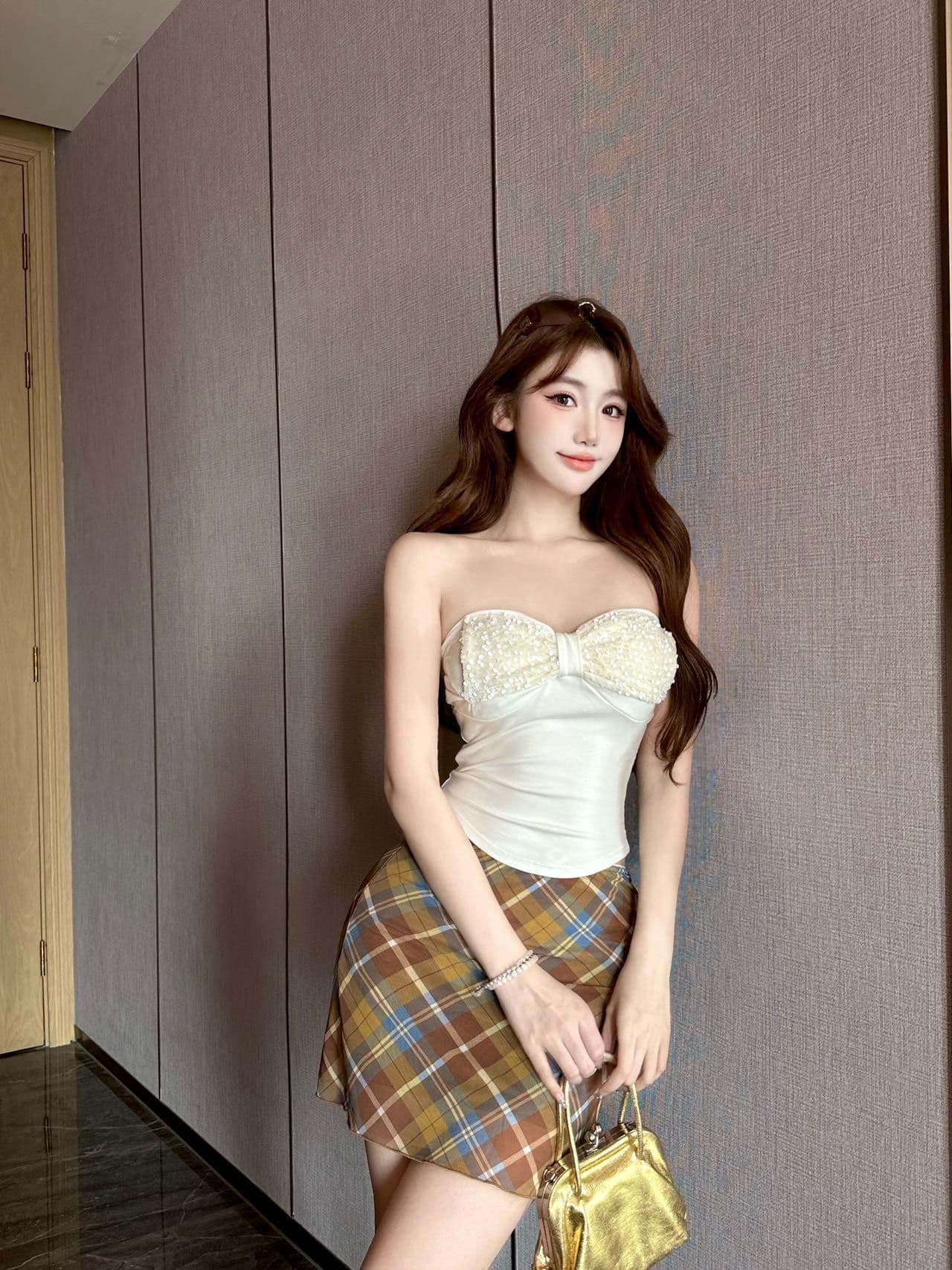 나비 매듭 스팽글 조끼 여성 순수한 욕망 핫걸 섹시함 포장 가슴 몸매 가꾸기 만나는 인사이드 잡아라. 의류 외출용 상세 이미지 1