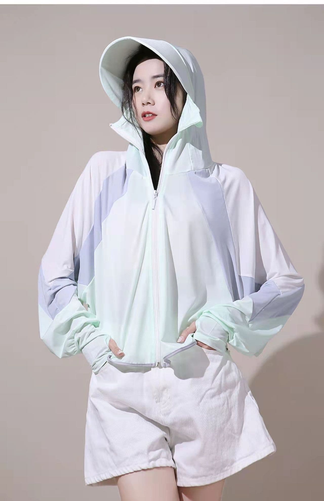 자외선 차단 의류 여성 2026 새로운 여름 국방 자외선 통기성 타기 전기 자동차 자외선 차단 복 얼음 실크 자외선 차단 블라우스 얇은 상세 이미지 3
