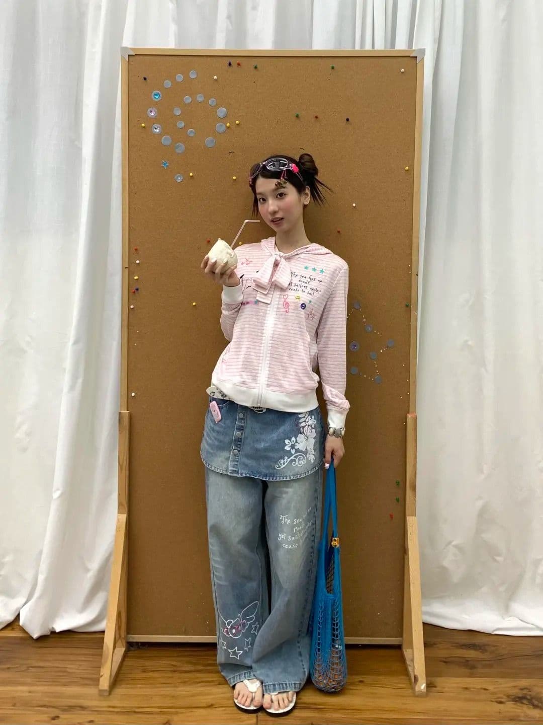 광저우 라이 경기 서울 주간 실크 자외선 차단 원본 원단 솜씨 이중층 모자 프린트 핫픽스 생방송 품질 상세 이미지 6