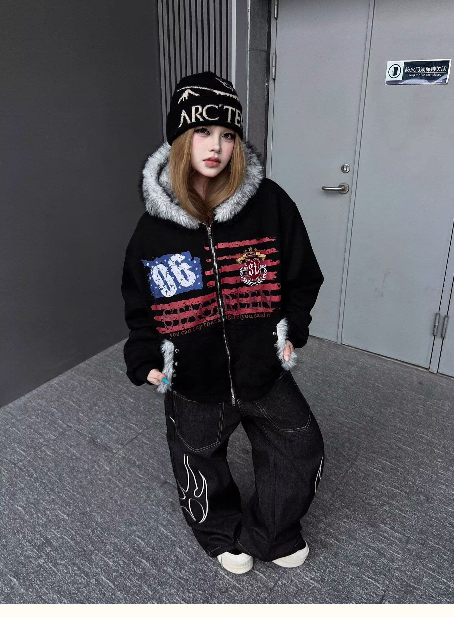 암소 토템 자수 카운터 주머니 개성 알파벳 청바지 웃음 하 트렌디 높음 거리 남녀 트렌드 악당 잘 생긴 긴 바지 상세 이미지 17