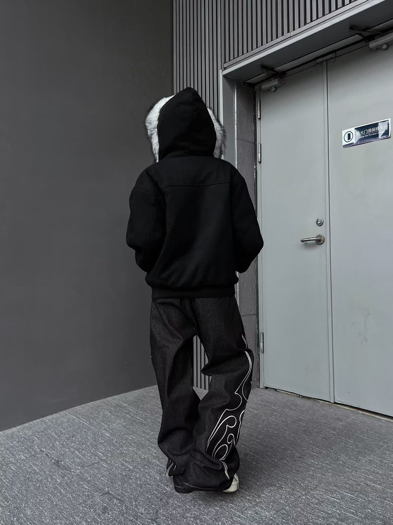 암소 토템 자수 카운터 주머니 개성 알파벳 청바지 웃음 하 트렌디 높음 거리 남녀 트렌드 악당 잘 생긴 긴 바지 상세 이미지 21