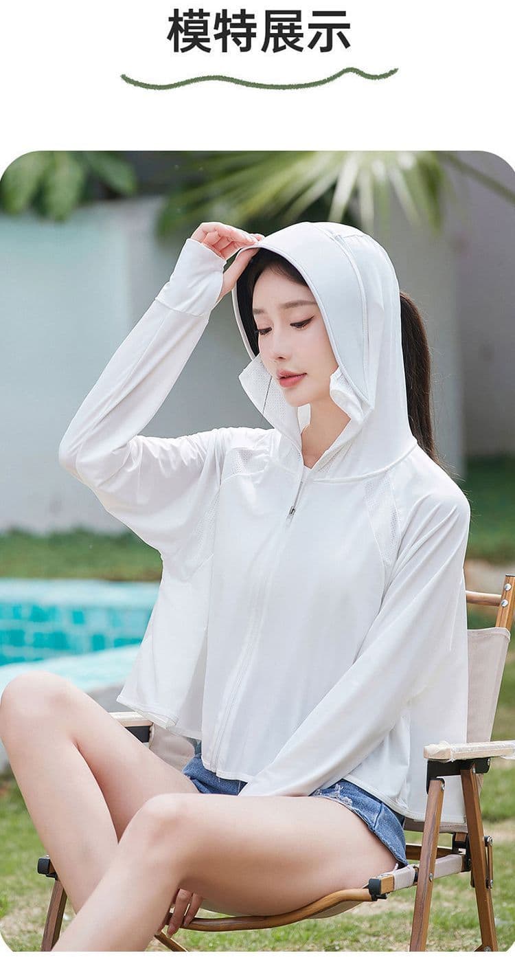기타 색상 선택 사항 원본 실 얼음 실크 자외선 차단 의류 여성 차가운 센스 자외선 차단 복 통기성 블랙 접착제 모자 국방 자외선 여성 코트 상세 이미지 11