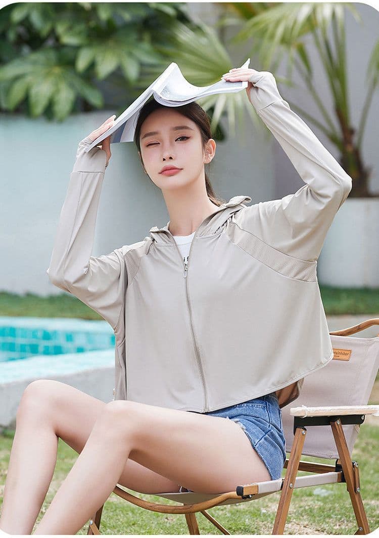기타 색상 선택 사항 원본 실 얼음 실크 자외선 차단 의류 여성 차가운 센스 자외선 차단 복 통기성 블랙 접착제 모자 국방 자외선 여성 코트 상세 이미지 14