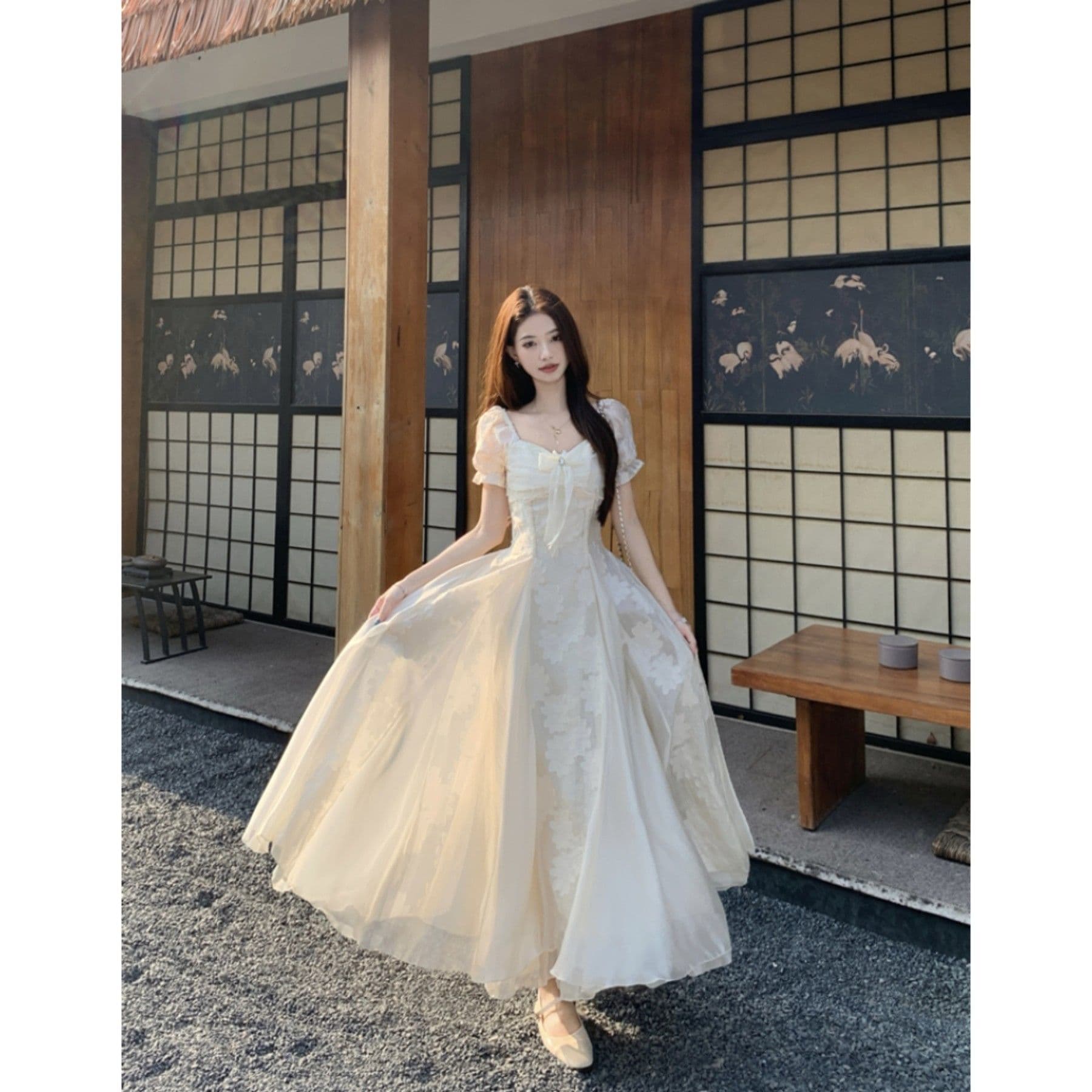 두꺼운 아크릴 자카드 네리 지퍼 하나 프랑스식 요정 가스 여성 드레스 여름 프랑스식 우아함 슈퍼 잘 생긴