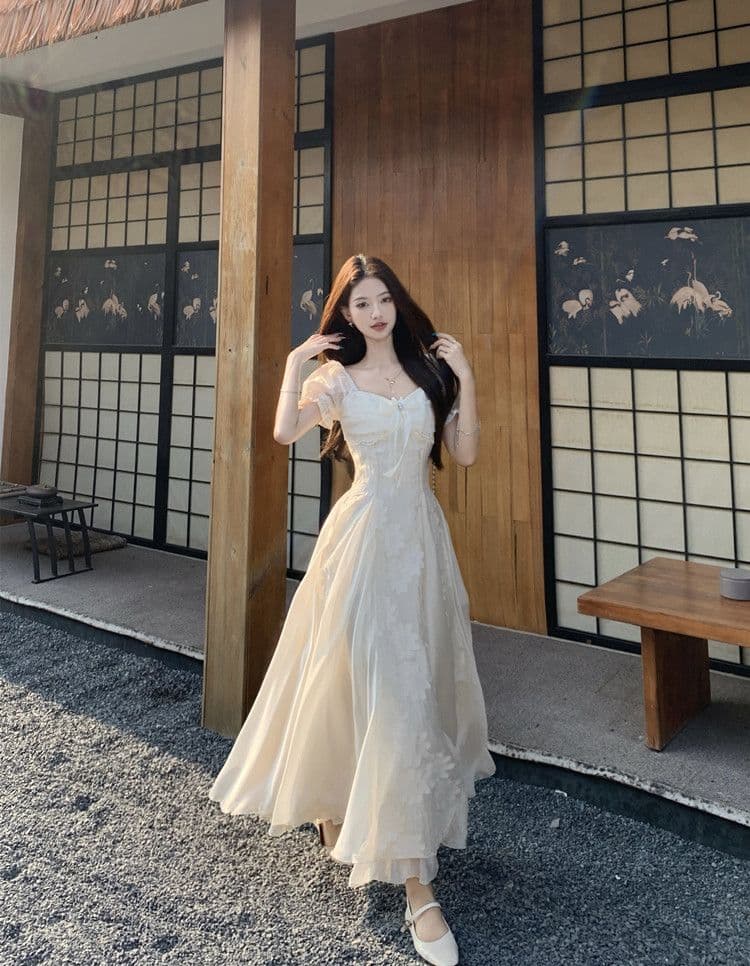 두꺼운 아크릴 자카드 네리 지퍼 하나 프랑스식 요정 가스 여성 드레스 여름 프랑스식 우아함 슈퍼 잘 생긴 상세 이미지 6