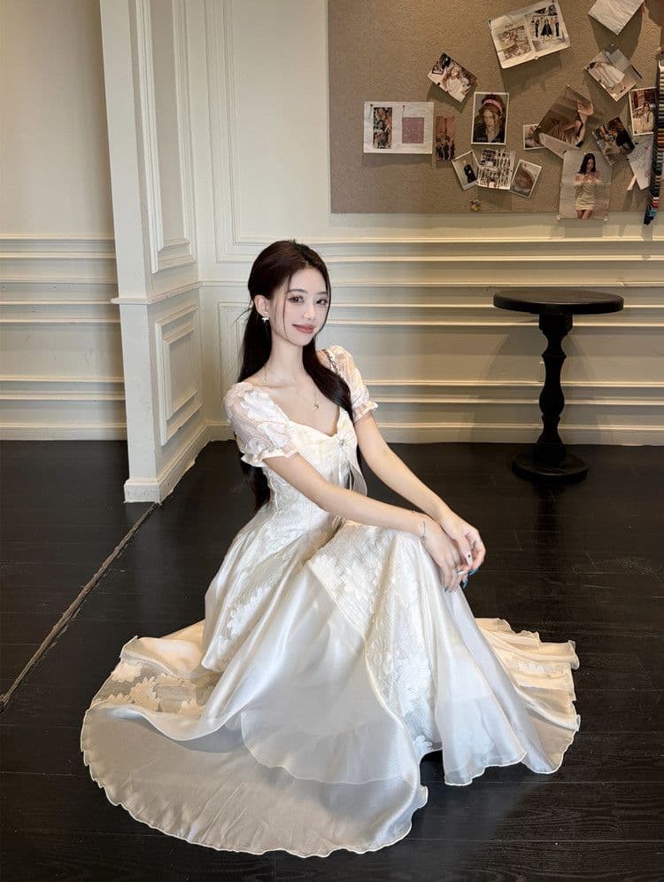 두꺼운 아크릴 자카드 네리 지퍼 하나 프랑스식 요정 가스 여성 드레스 여름 프랑스식 우아함 슈퍼 잘 생긴 상세 이미지 13