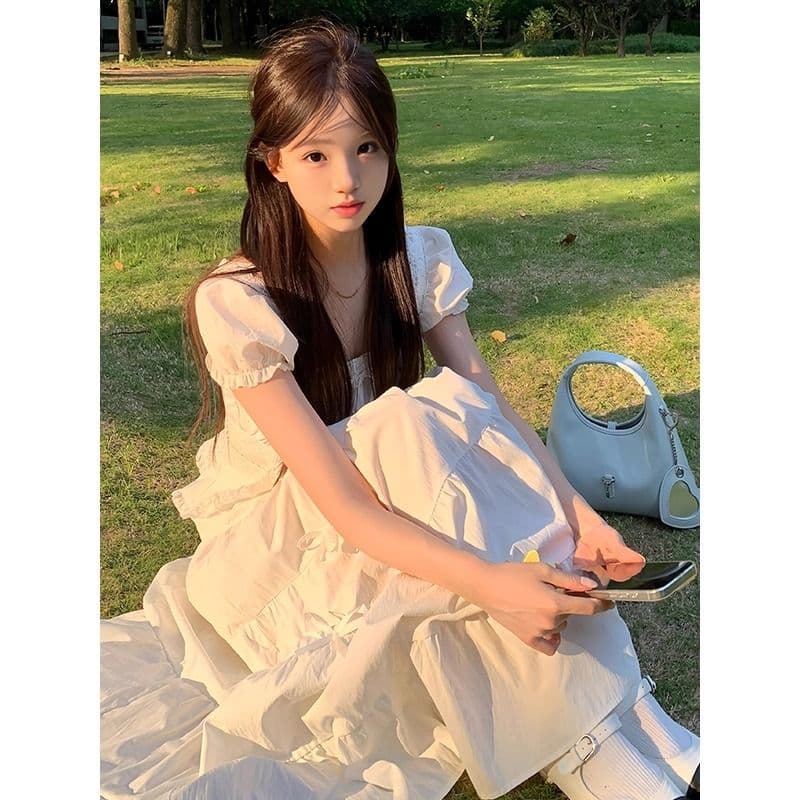뒤로 명중 가져 가라. 펌프 로프 스트랩 한쪽 칼라 레이스 쉬폰 거품 소매 셔츠 순수한 욕망 쇼트 스타일 소매 꽃무늬 맨위 이미지 4