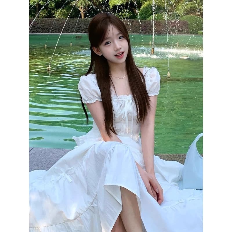 뒤로 명중 가져 가라. 펌프 로프 스트랩 한쪽 칼라 레이스 쉬폰 거품 소매 셔츠 순수한 욕망 쇼트 스타일 소매 꽃무늬 맨위 이미지 3