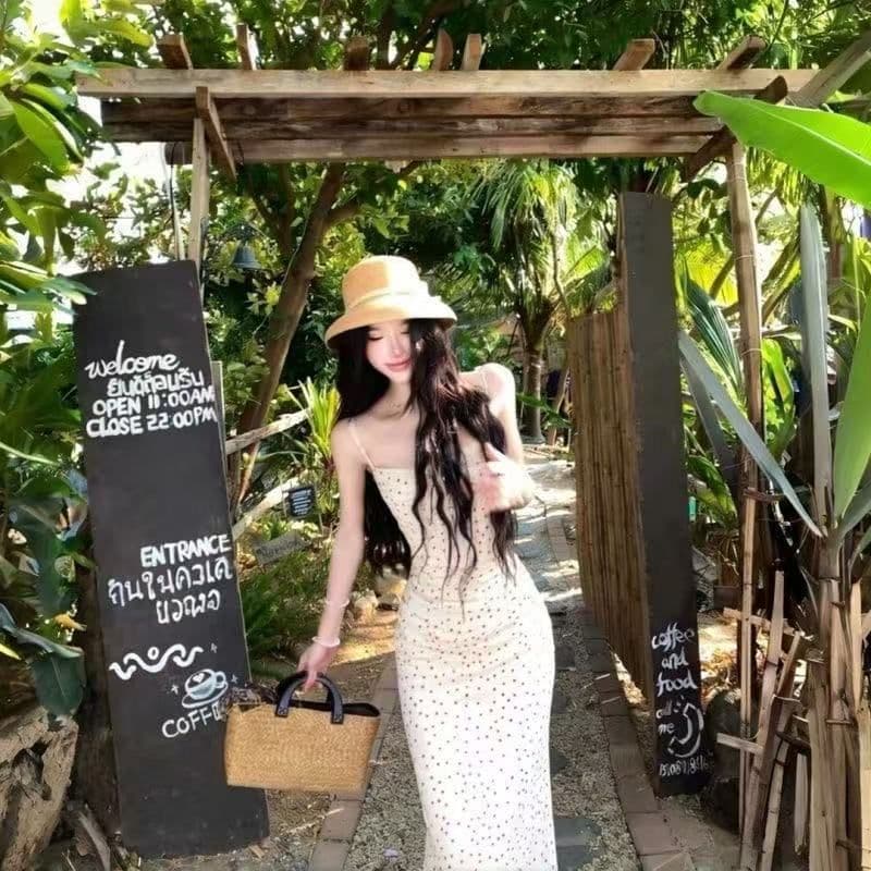 원본 높은 품질 투피스 세트 세트 빨간색 오픈 가디건 도트 무늬 드레스 투피스 세트 수 있습니다. 도매
