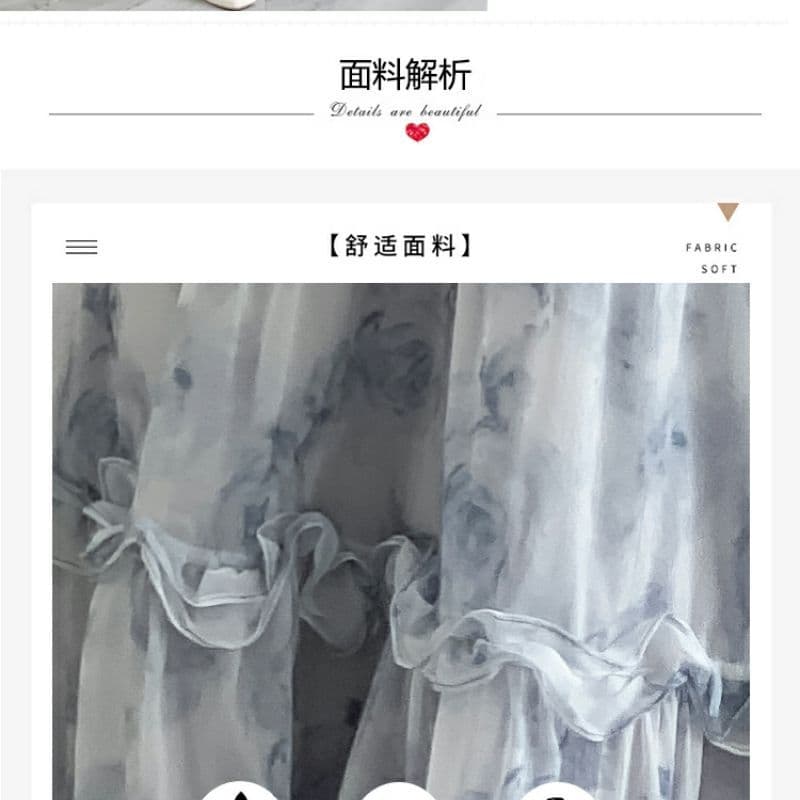 차 인사이드 차 가스 꽃무늬 점프 슈트 치마 여성 의류 여름 2026 새로운 프랑스식 허리 수축 롱 스커트 요정 가스 슈퍼 요정 센 부서 상세 이미지 6