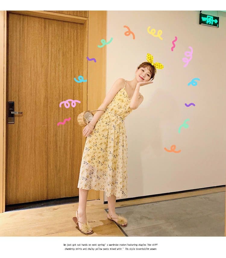 2026 새로운 치마 아이들 봄 여름 작은 청신 슈퍼 요정 학생 꽃무늬 드레스 슬립 드레스 쉬폰 스커트 여성 롱 스커트 상세 이미지 20