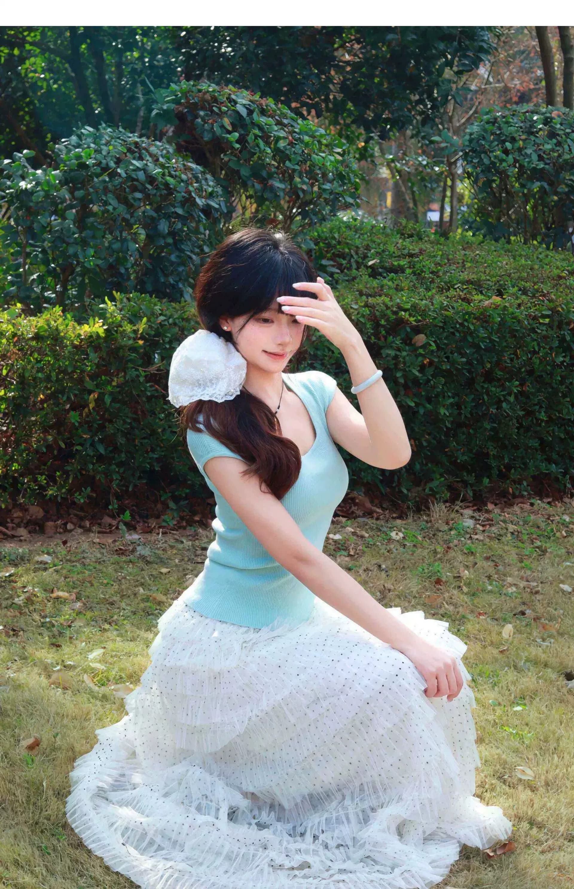 프랑스식 도트 무늬 망사 케이크 드레스 여성 여름 새로운 분위기 센스 하이웨이스트 슬림해 보이는 한 마디 멜라루카 패치워크 반신 스커트 상세 이미지 15