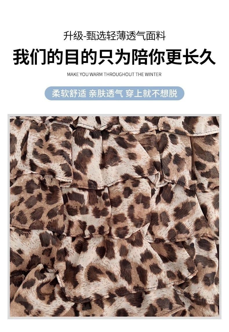 아메리칸 핫걸 쉬폰 레오파드 무늬 반신 스커트 여성 퍼프 케이크 미니 스커트 여름 얇은 새로운 하이웨이스트 한 마디 노출 방지 상세 이미지 5