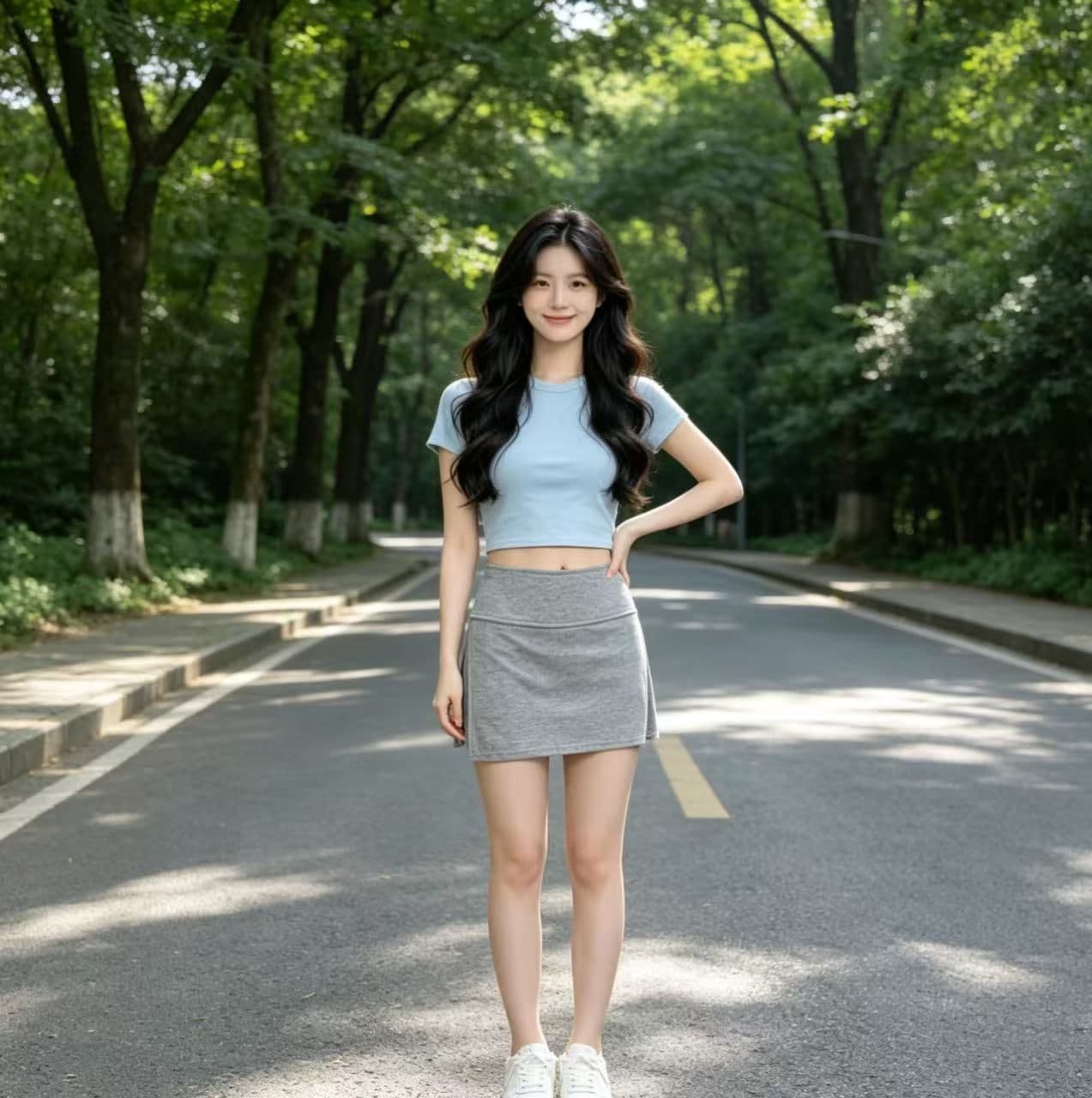 회색 웨이 바지 운동 짧은 바지 미니 스커트 여름 타이트 스커트 스택 착용 순수한 욕망 바람 측면 트임 반신 스커트 단어 버전 여성 상세 이미지 1