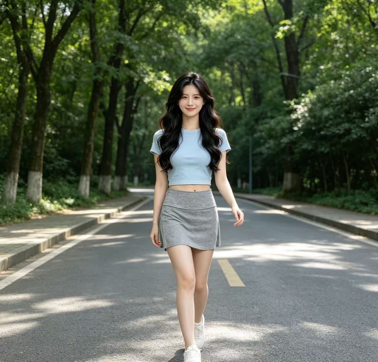 회색 웨이 바지 운동 짧은 바지 미니 스커트 여름 타이트 스커트 스택 착용 순수한 욕망 바람 측면 트임 반신 스커트 단어 버전 여성 상세 이미지 5
