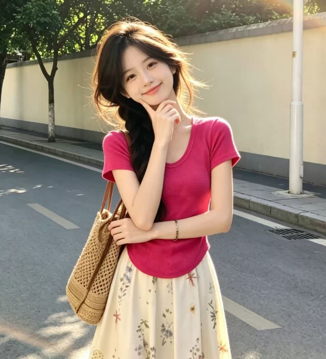 프랑스식 달콤함 치마 꽃무늬 슬림해 보이는 반신 스커트 봄 여름 품격 하이웨이스트 레트로 플리츠 프린트 밴딩 상세 이미지 5