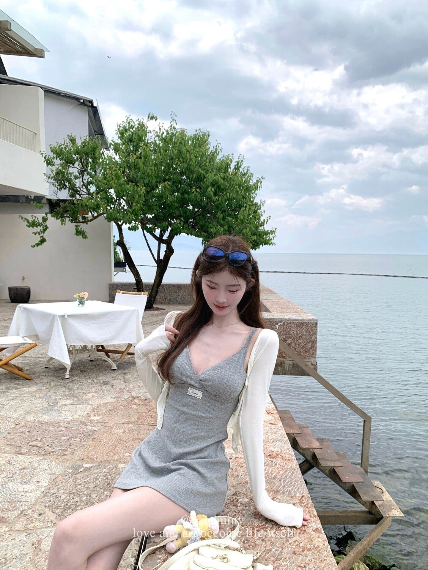 구덩이 기사 자카드 원단 가슴 패드 순수한 욕망 버터 과일 녹색 v 칼라 슬립 미니 스커트 여성 여름 구덩이 기사 몸매 가꾸기 슬림해 보이는 상세 이미지 13