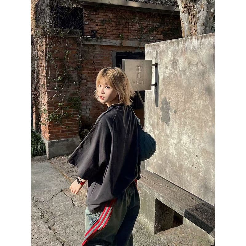 32 더블 실 순면 반팔 티셔츠 여성 여름 2026 새로운 스트라이프 긍정적 인 어깨 루즈핏 라운드 넥 맨위 여성 의류