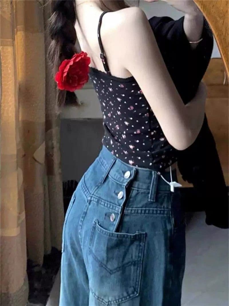 순수한 욕망 바람 레이스 측면 꽃무늬 캐미솔 벨트 가슴 패드 여름 몸매 가꾸기 디스플레이 얇은 스타일 아름다움 뒤로 만나는 맨위 상세 이미지 8