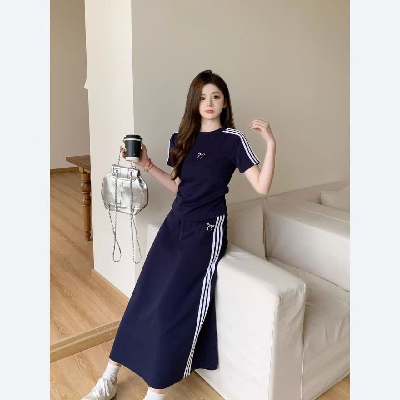 한 부서 여름 착용 가져 가라. 전체 집합 티셔츠 여성 2026 여름 새로운 지방 mm 슬림해 보이는 운동 캐주얼 세트 드레스 상세 이미지 7