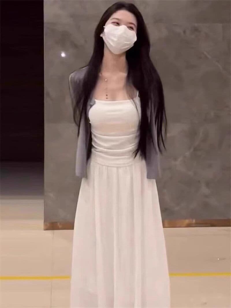 화이트 순수한 색 욕망 바람 아름다운 순수한 벨트 가슴 패드 캐미솔 여름 인사이드 가져 가라. 외출용 고유 한 절묘한 아름다움 뒤쪽에 의류 상세 이미지 10