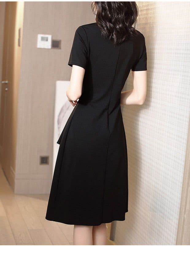 2026 새로운 치마 아이들 V넥 여성 드레스 여름 허리 수축 슬림해 보이는 고급 품격 몸매 가꾸기 여성 드레스 상세 이미지 10