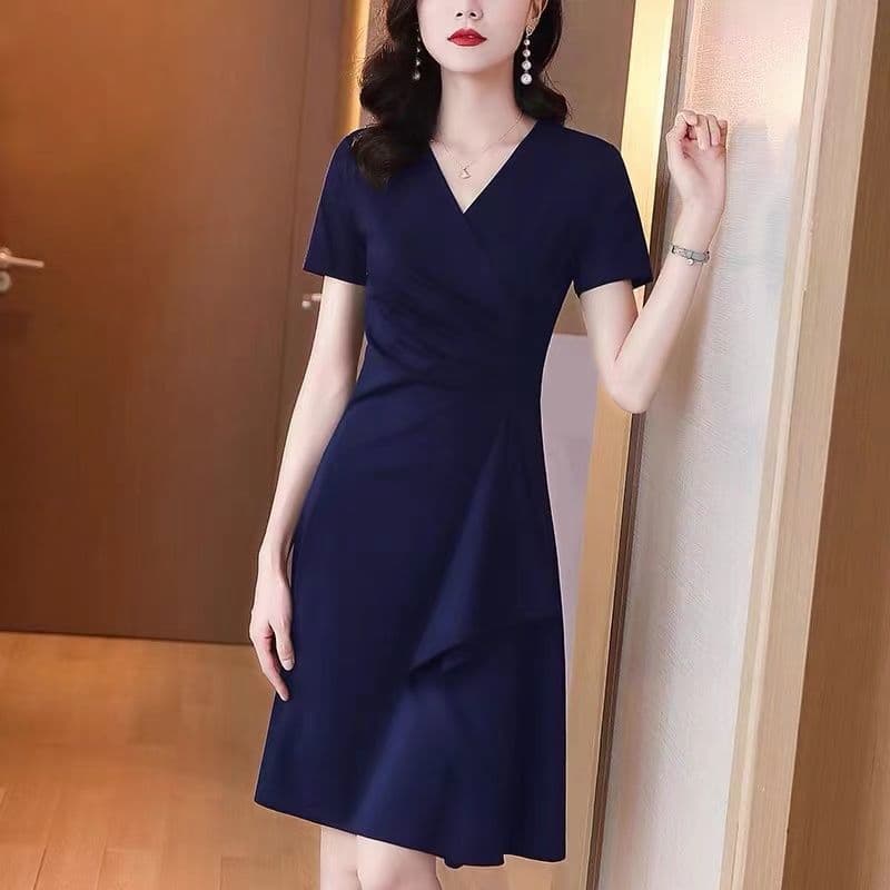 2026 새로운 치마 아이들 V넥 여성 드레스 여름 허리 수축 슬림해 보이는 고급 품격 몸매 가꾸기 여성 드레스 상세 이미지 18