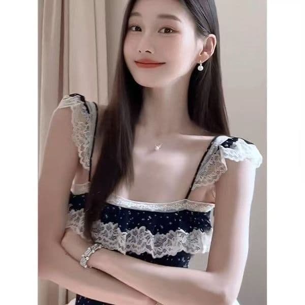 프랑스식 2026 새로운 레이스 조각 꽃무늬 슬립 드레스 여름 치마 해변가 휴가 품격 롱 스커트 여성 이미지 4