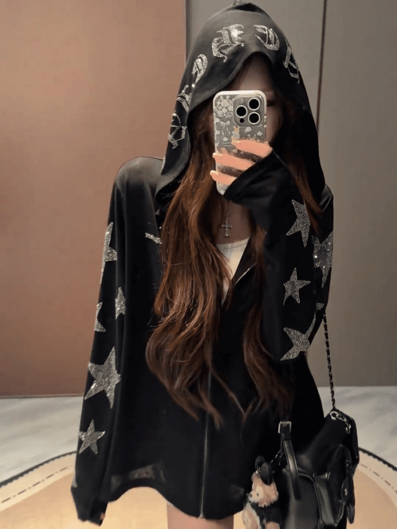 핫픽스 검 지퍼 헤드 총 색상 지퍼 광저우 눈꽃 면 자외선 차단 블라우스 여성 상세 이미지 3