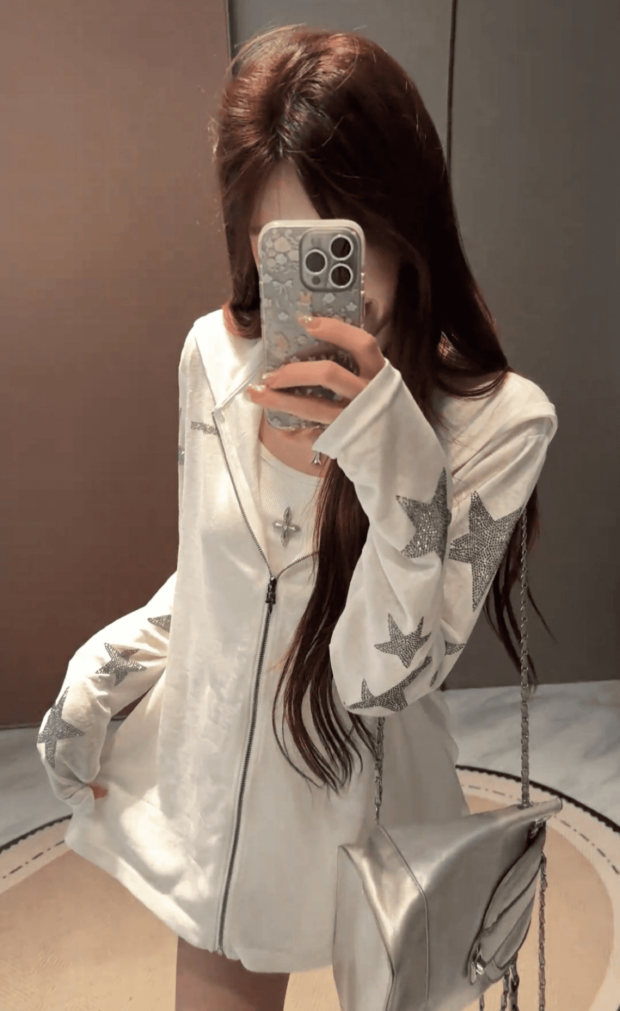 핫픽스 검 지퍼 헤드 총 색상 지퍼 광저우 눈꽃 면 자외선 차단 블라우스 여성 상세 이미지 6