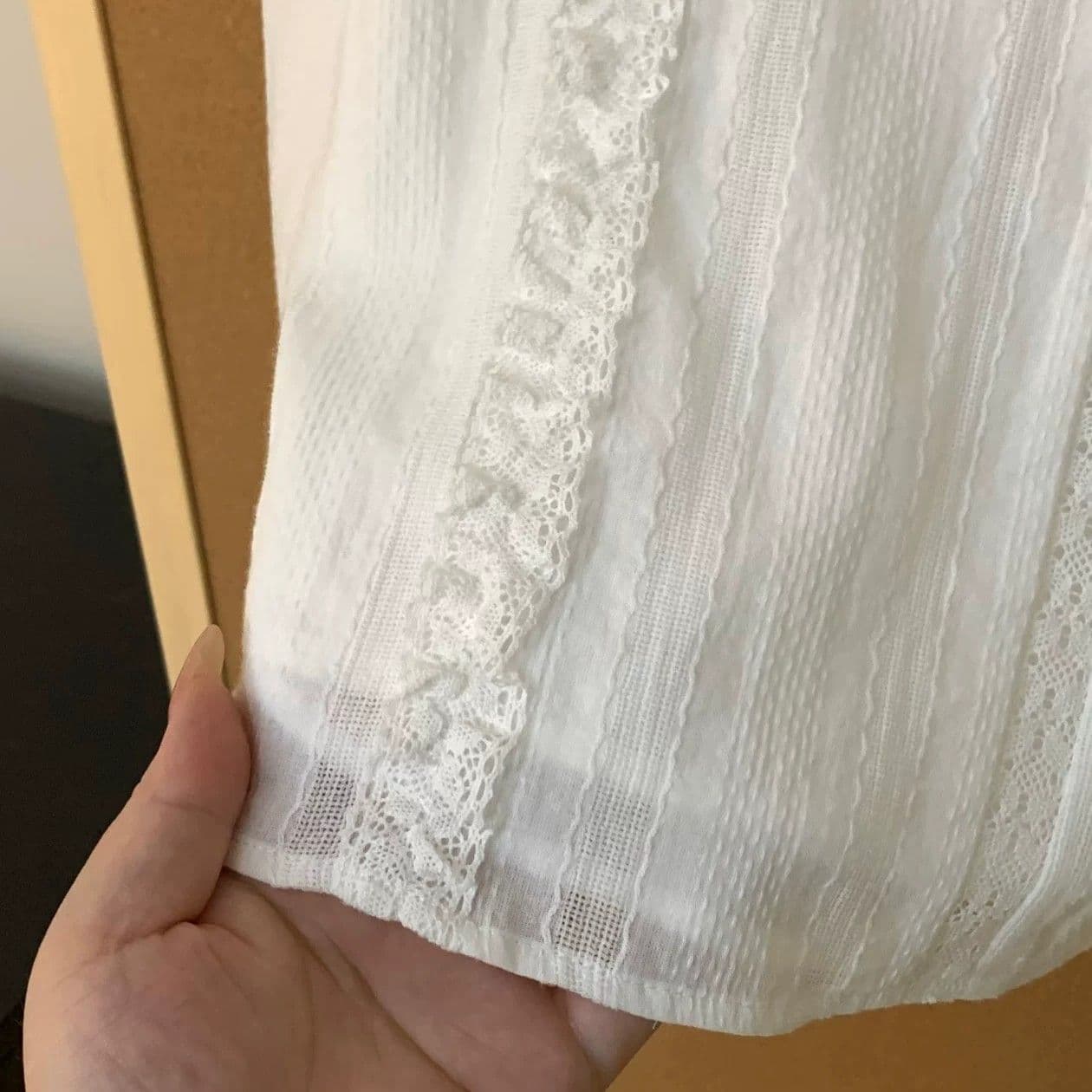 한 부서 프릴 레이스업 화이트 여성 셔츠 여름 얇은 스타일 반팔 자외선 차단 부드러운 다용도 출퇴근 출근 셔츠 이미지 5