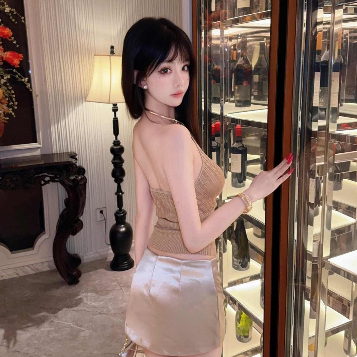 금속 행침 목 니트 캐미솔 여름 프랑스식 빛 럭셔리 명문 여성 바람 품격 몸매 가꾸기 아름다운 핫걸 맨위 이미지 5