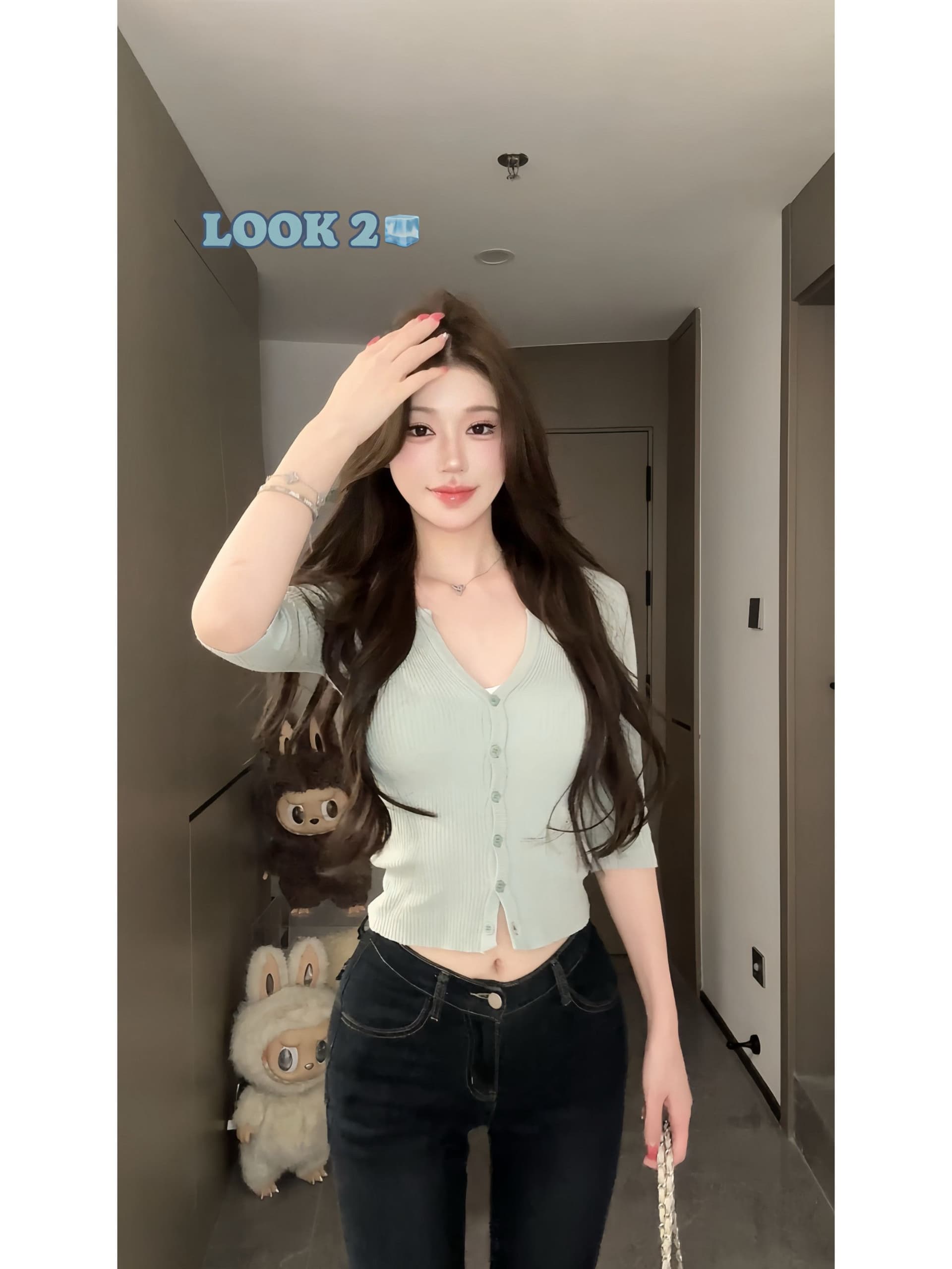 한 부서 작은 V넥 니트 스웨터 여성 여름 얇은 스타일 중간 소매 오픈 가디건 쇼트 스타일 몸매 가꾸기 단추 5 점 소매 출퇴근 맨위 상세 이미지 22